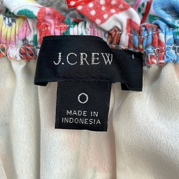 J Crew Smocked Waist Dress with Farmers Market Print Floral Ladybug Sz 0 - Picture 12 of 15